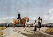 Gentleman on Horseback and Country Girl on the Banks of the Isar near Munich
